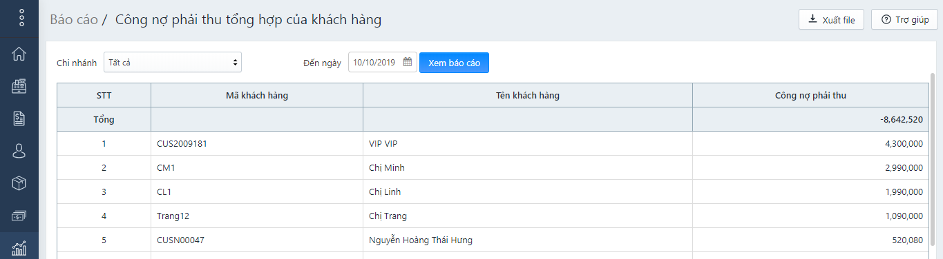 phần mềm quản lý bán hàng và công nợ